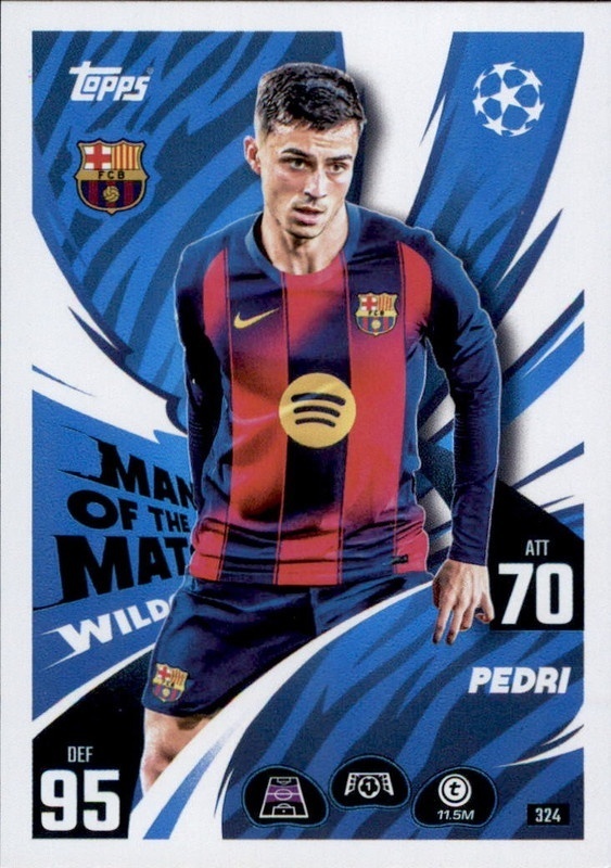 324 Pedri FC Barcelona Man of the Match Wildcard Match Attax 2025/26 ...